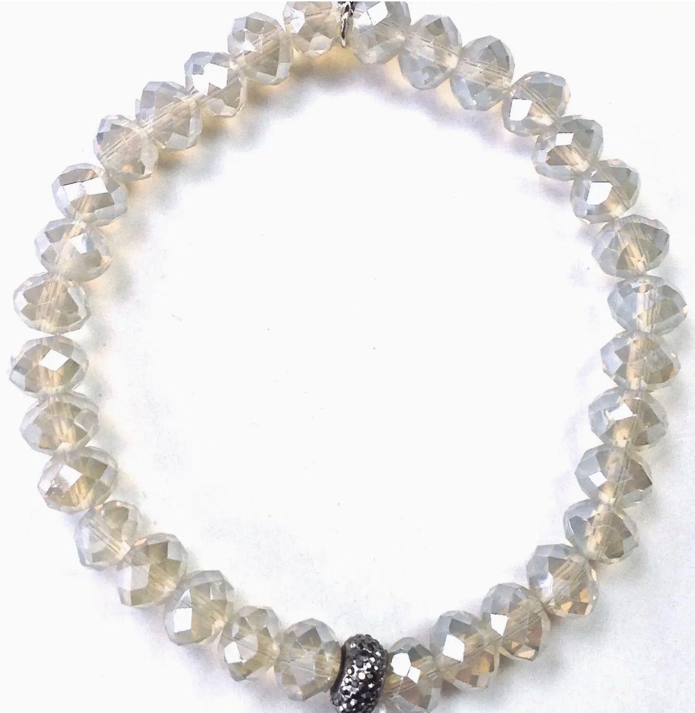 Glass Faceted 8mm  Stretch /Smoke Bracelet