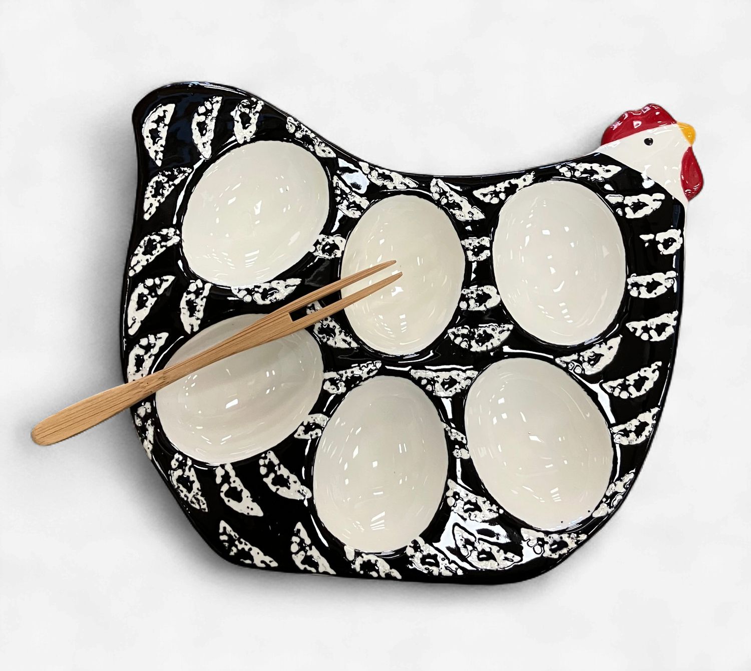 Black Mini Rooster Deviled Egg Plate