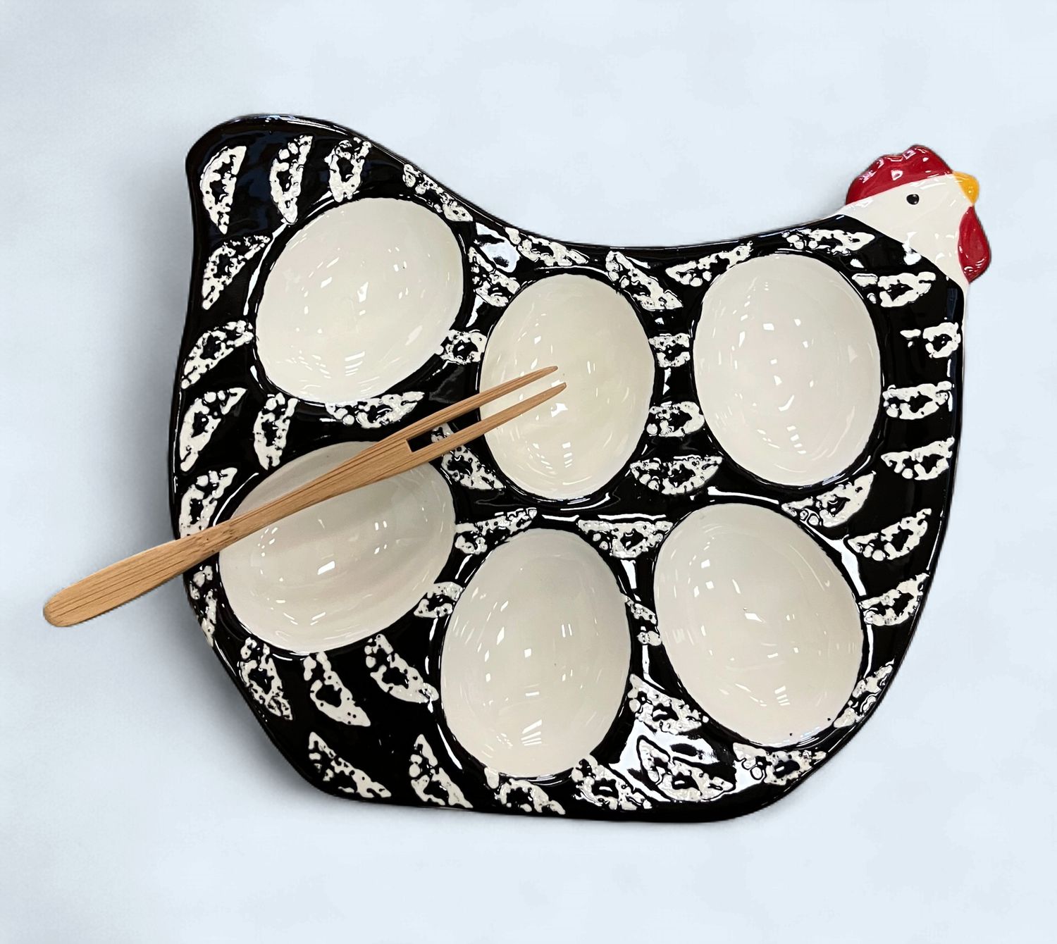 Black Mini Rooster Deviled Egg Plate