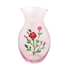 Red Glass Flower Vase - Small