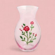 Red Glass Flower Vase - Small