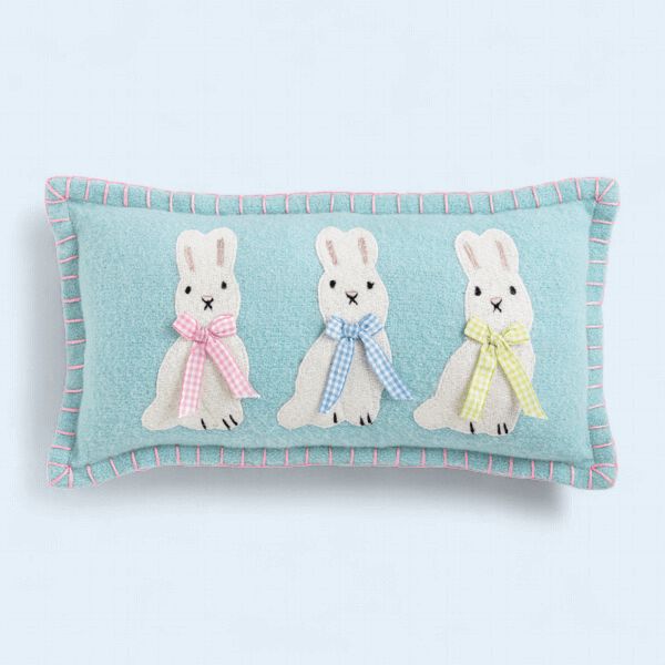 Blue Bunny Felted Mini Pillow