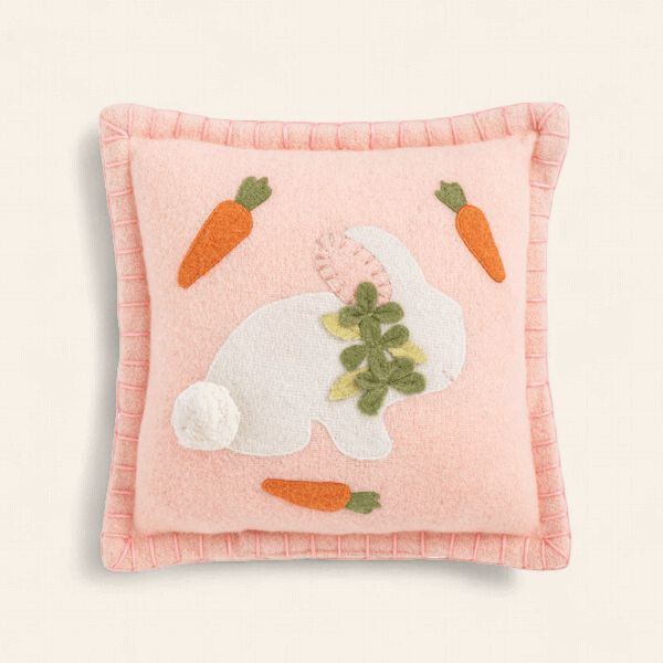 Pink Bunny Felted Mini Pillow