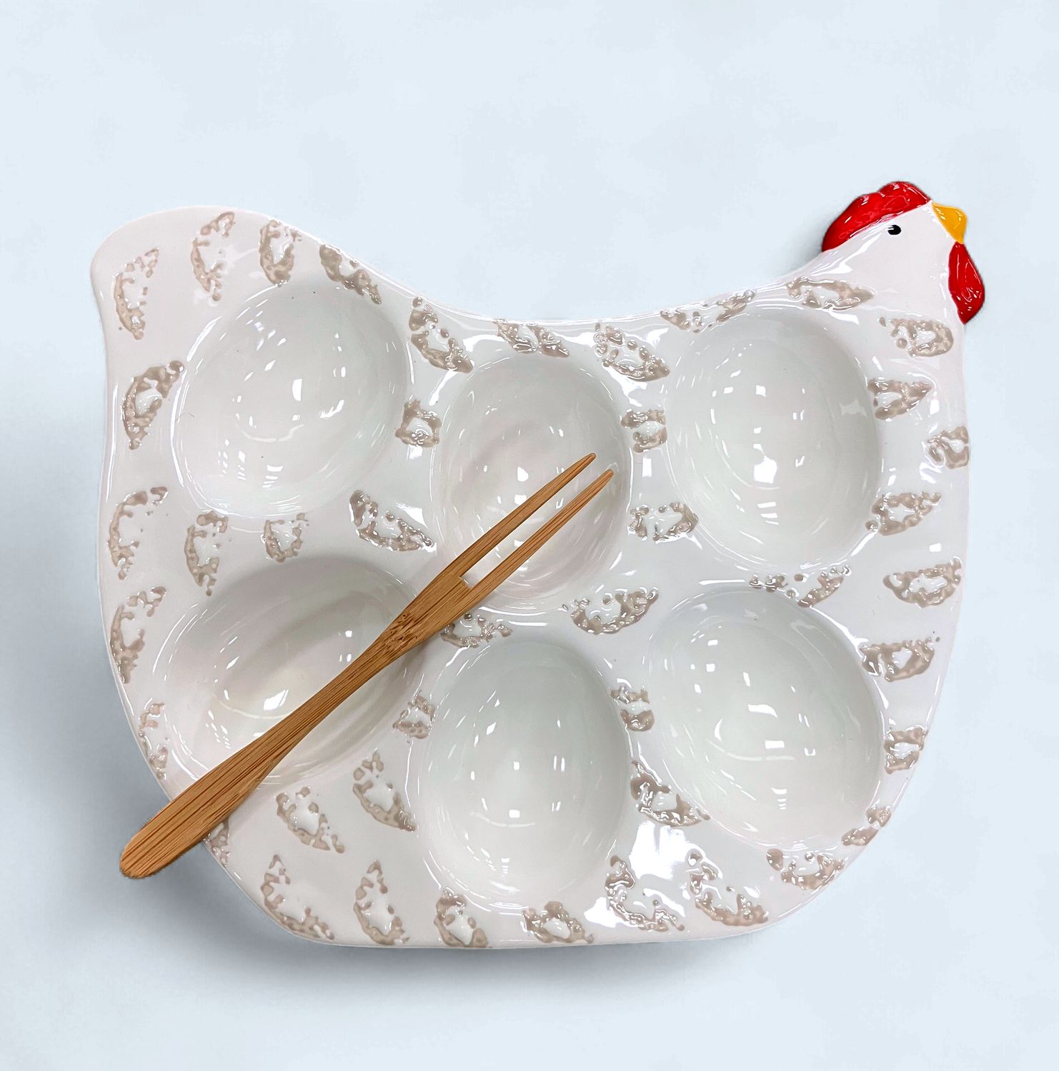 Cream Mini Rooster Deviled Egg Tray