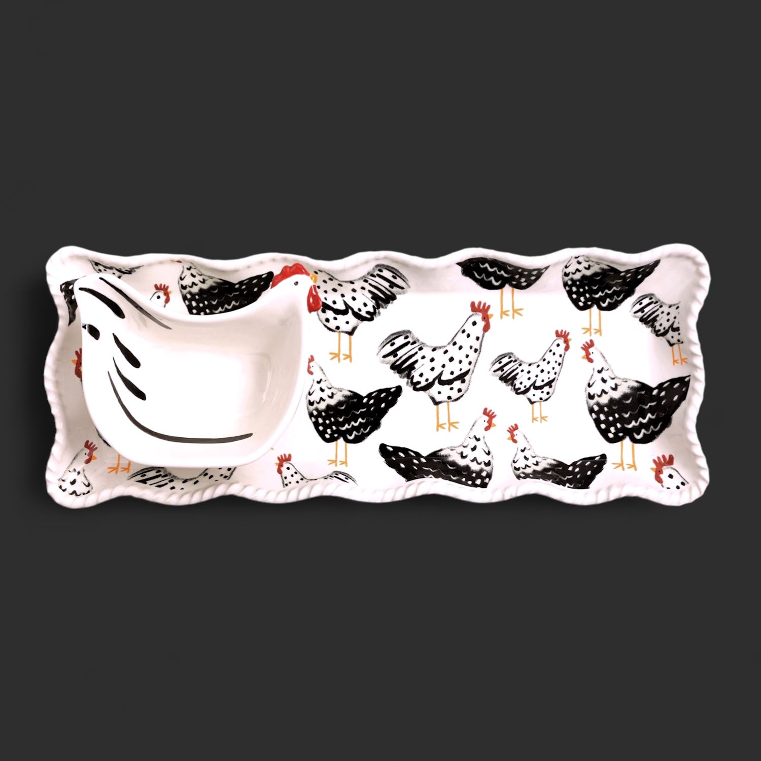Rooster Tray &amp; Dip Set