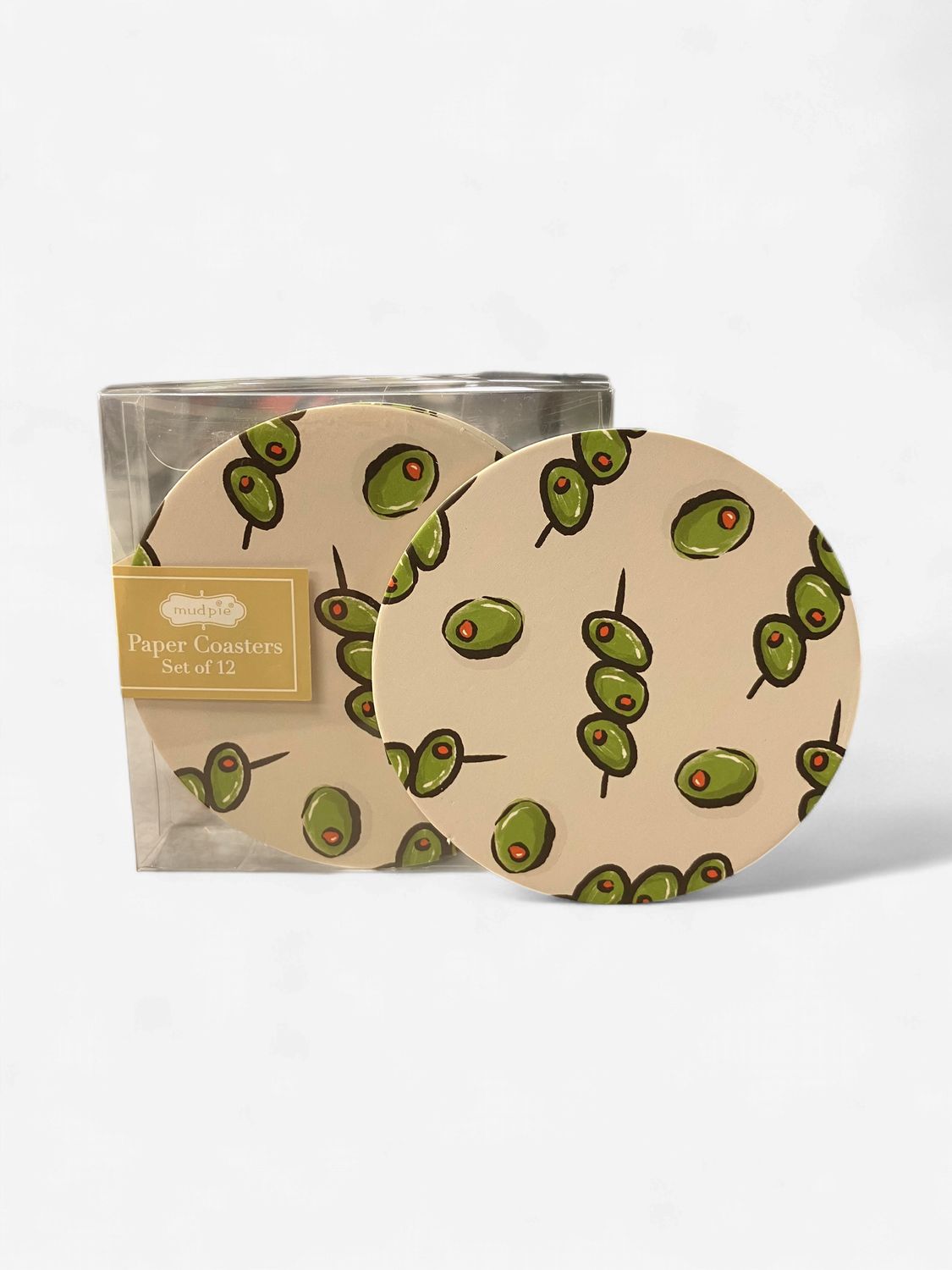 Olive Print Paper Coaster Set