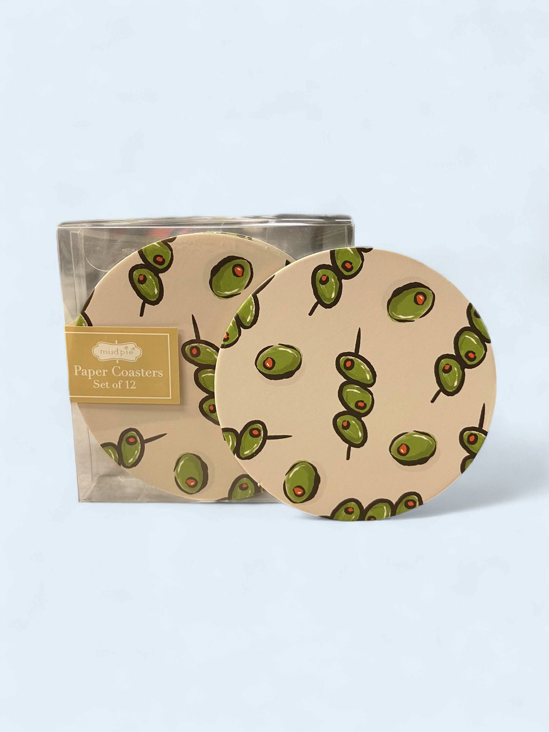 Olive Print Paper Coaster Set