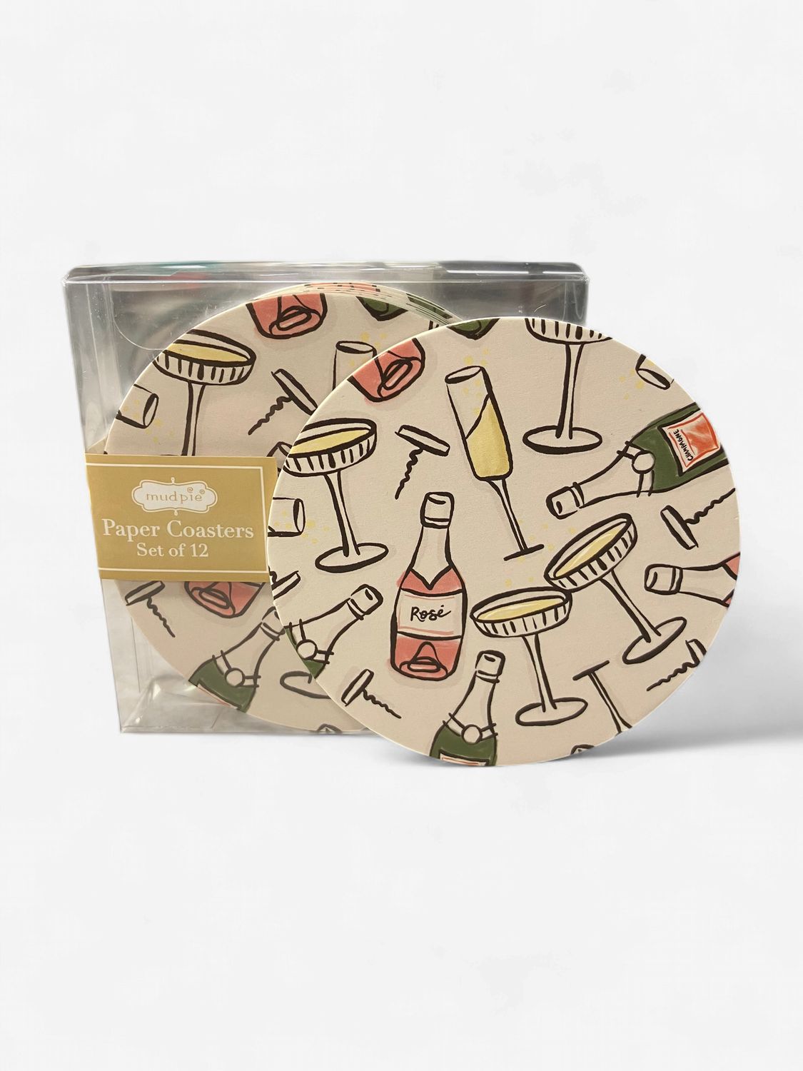 Champagne Print Paper Coaster Set