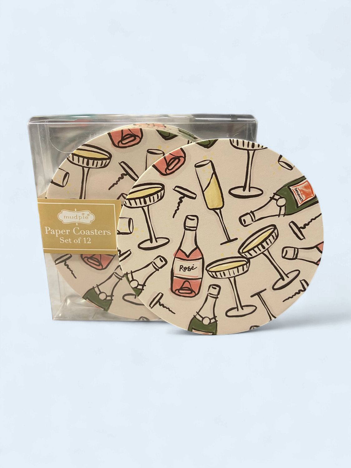 Champagne Print Paper Coaster Set