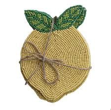 Beaded Glass Lemon Coasters Set of 4