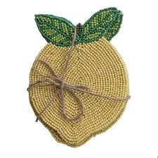 Beaded Glass Lemon Coasters Set of 4