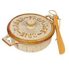 Stoneware Brie Baker w/Bamboo Canape Knife
