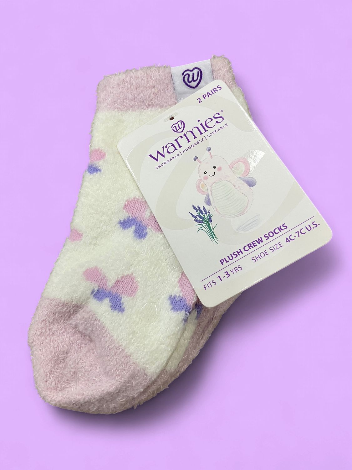 Warmies Plush Crew Socks Butterfly (1-3yrs)
