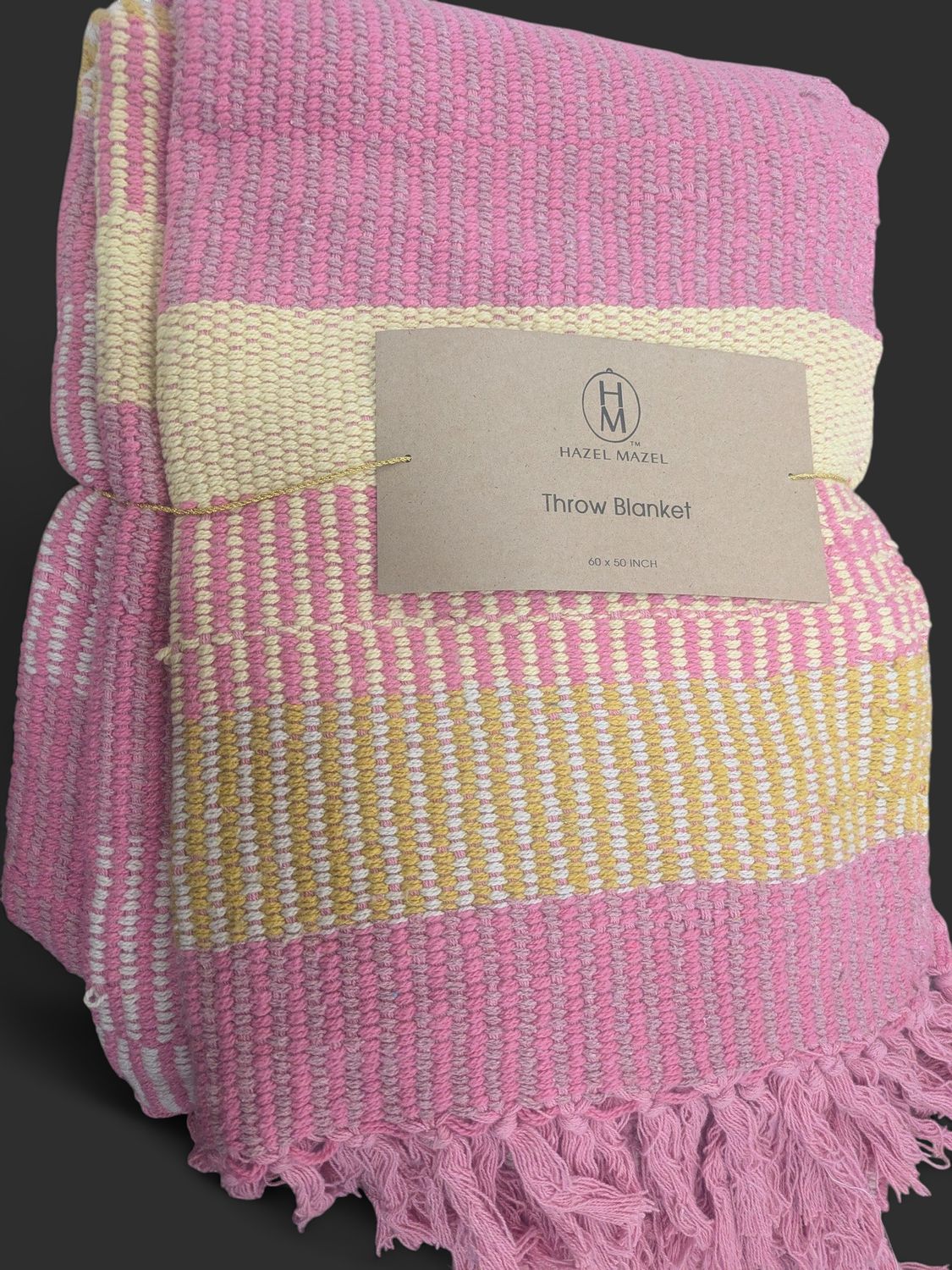 Hazel Mazel Throw Blanket w/ Stripes and Fringe