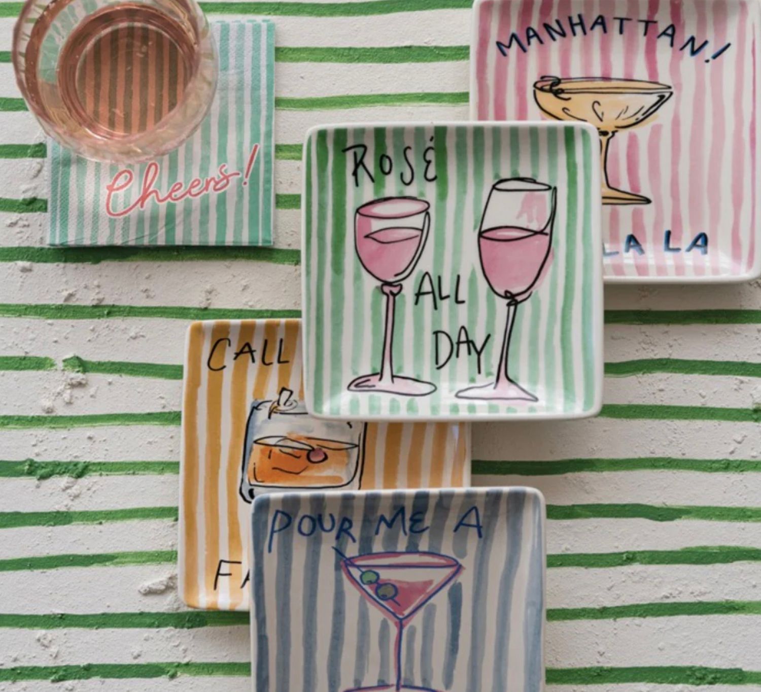 Cocktail Square Appetizer Plates