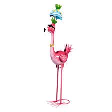 Garden Statue Metal Pink Flamingo