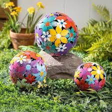 Garden Metal Floral Decorative Ball - Large