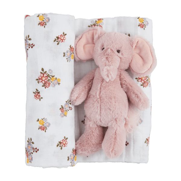 Floral Swaddle &amp; Rattle Set