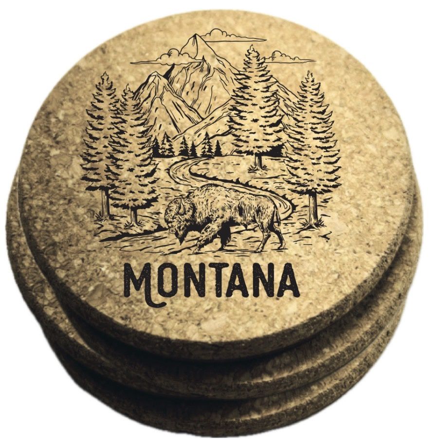 Montana Buffalo Cork Coaster