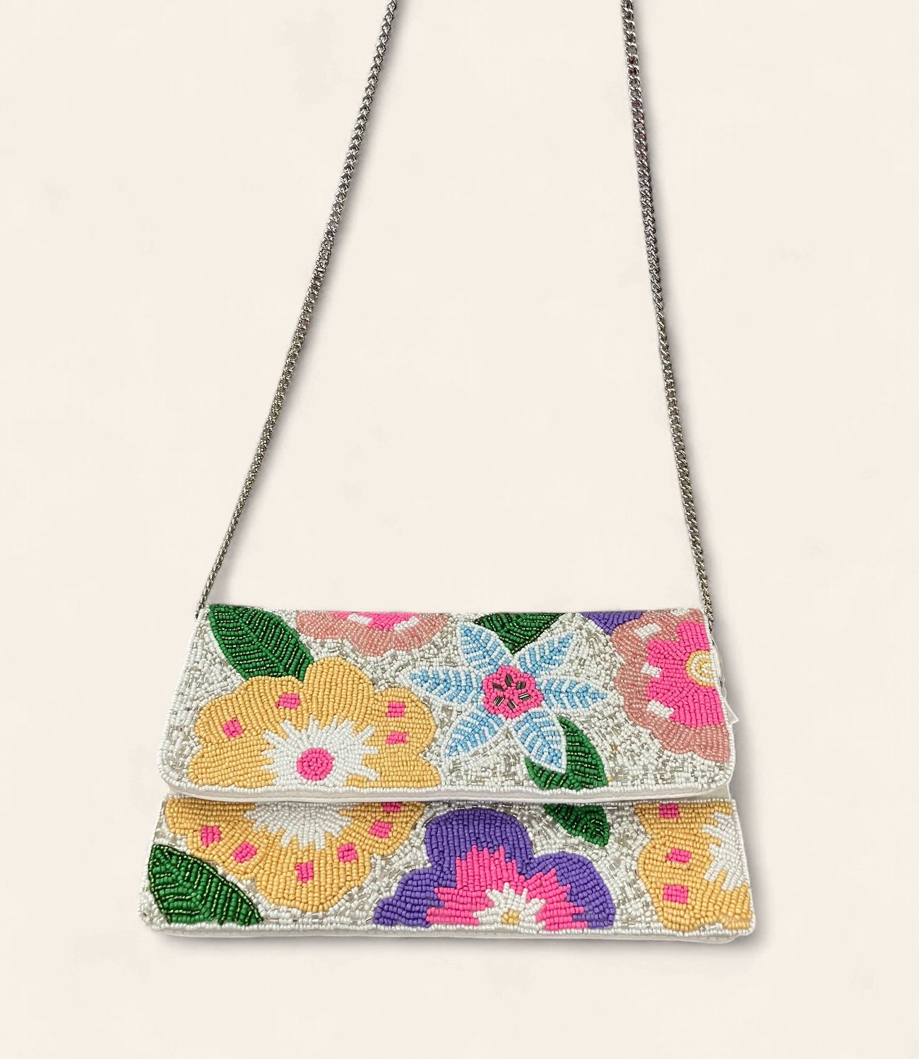 Multi-Floral Beaded Clutch