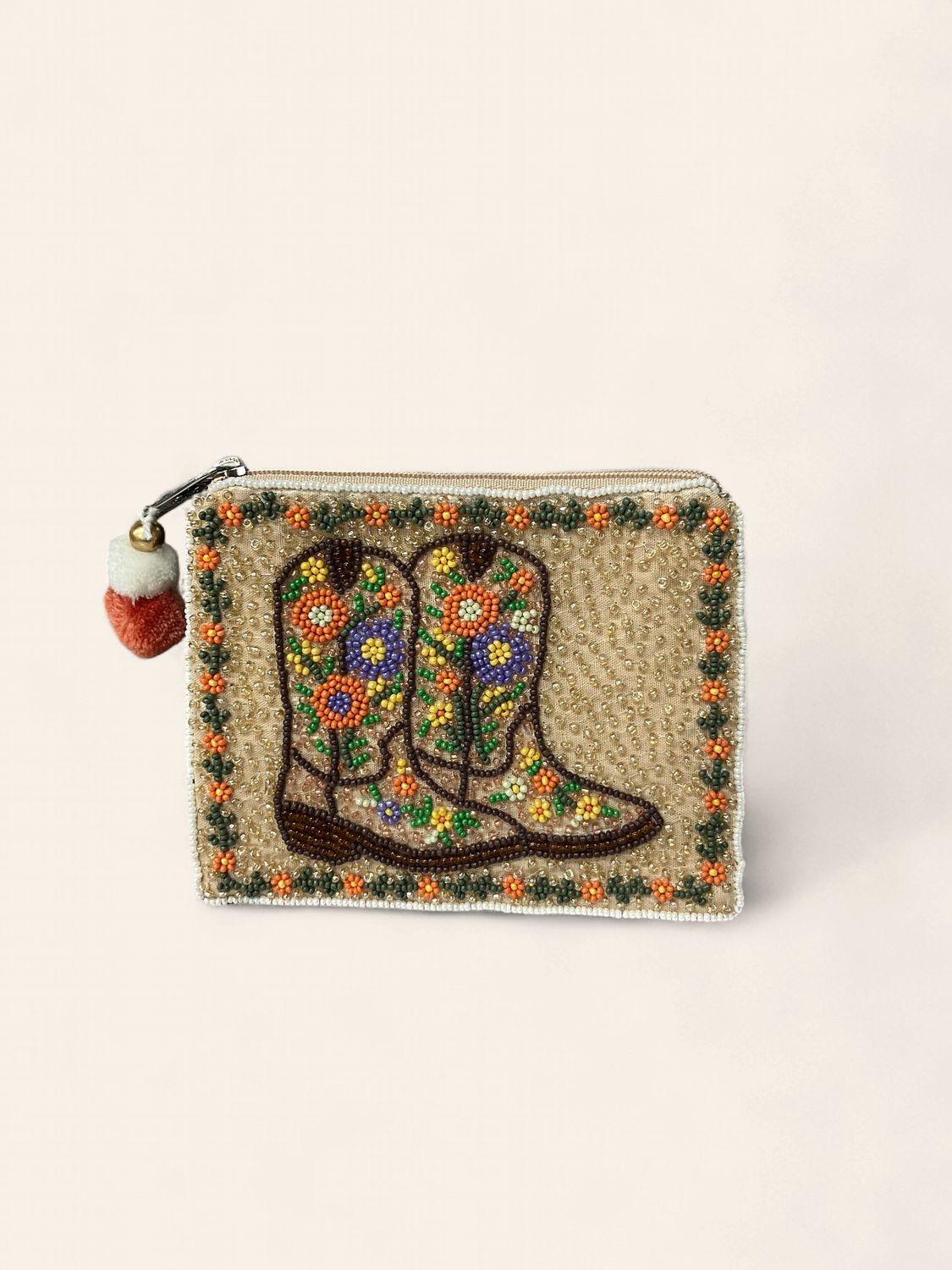 Garden Boots Beaded Pouch