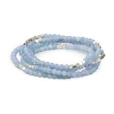 Stone Wrap Bracelet/Necklace - Blue Lace Agate