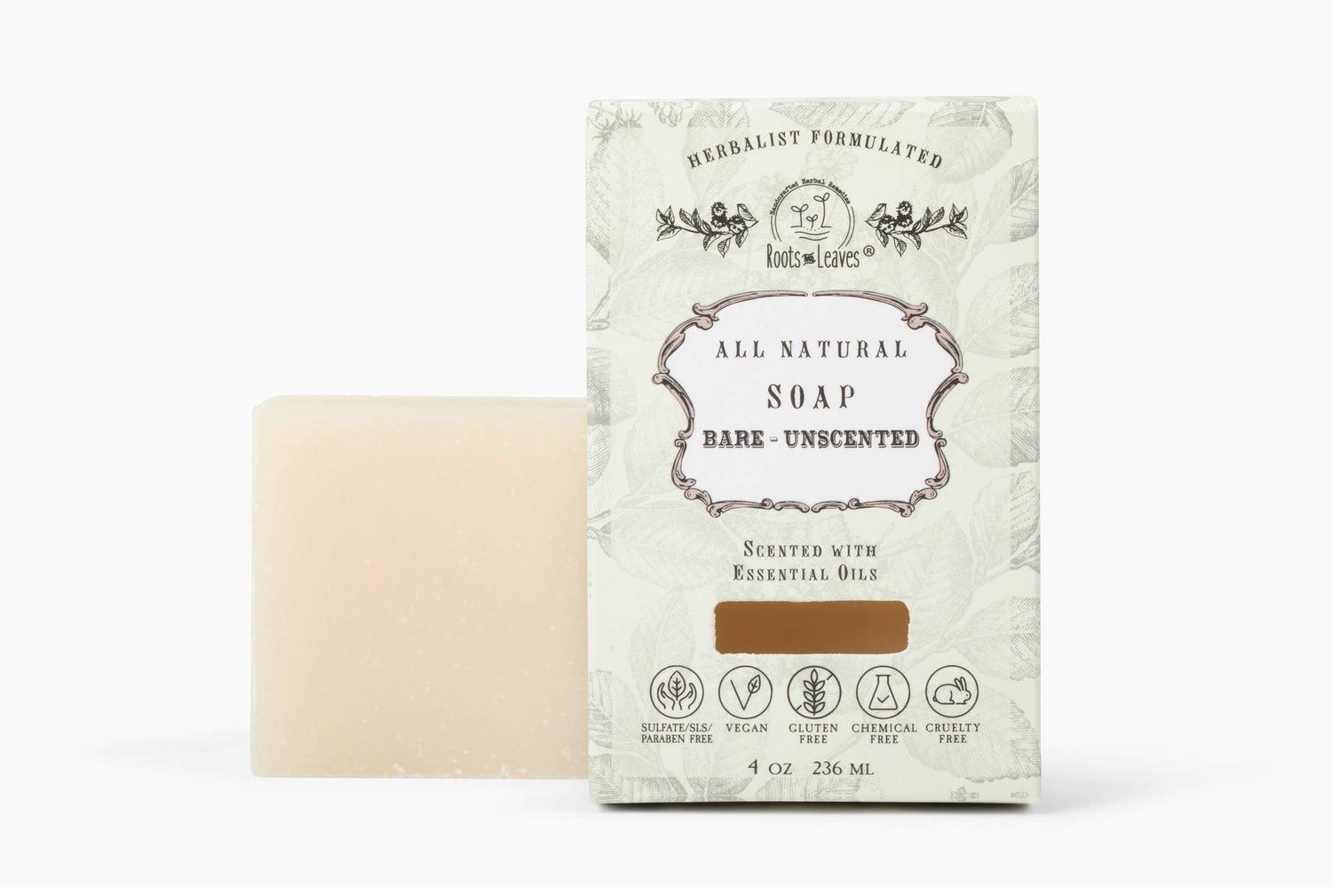 Organic Vegan Bare Unscented Bar Soap