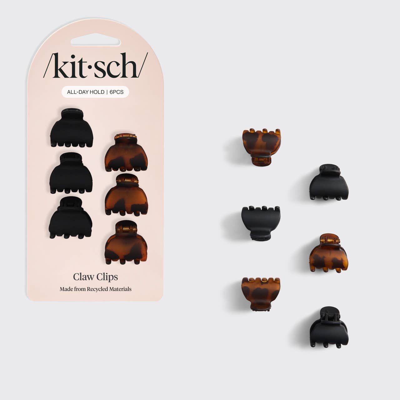 Recycled Plastic X-Small Claw Clips 6pc - Black &amp; Tort