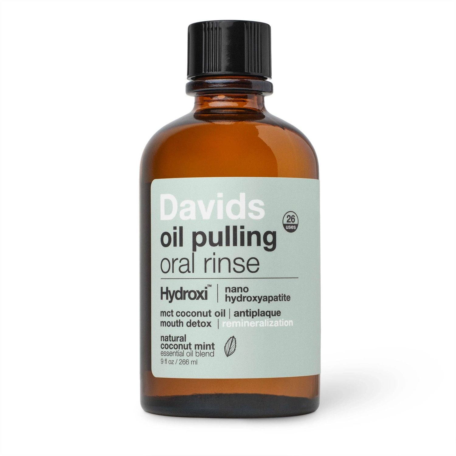 Davids Hydroxi™ oil pulling oral rinse w/ nano hydroxyapatite / 9oz