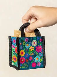 Happy Bag Mini Teal Folk Flowers
