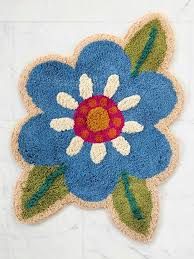 Bath Mat Turquoise Flower