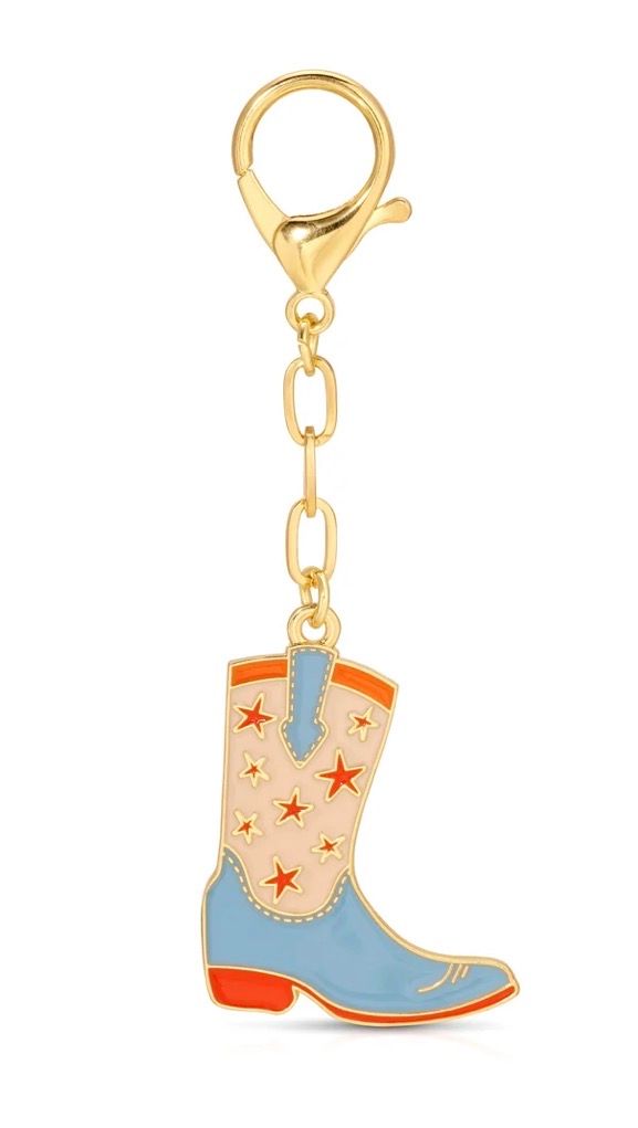 Cowboy Boot Enamel Key Chain / Bag Charm
