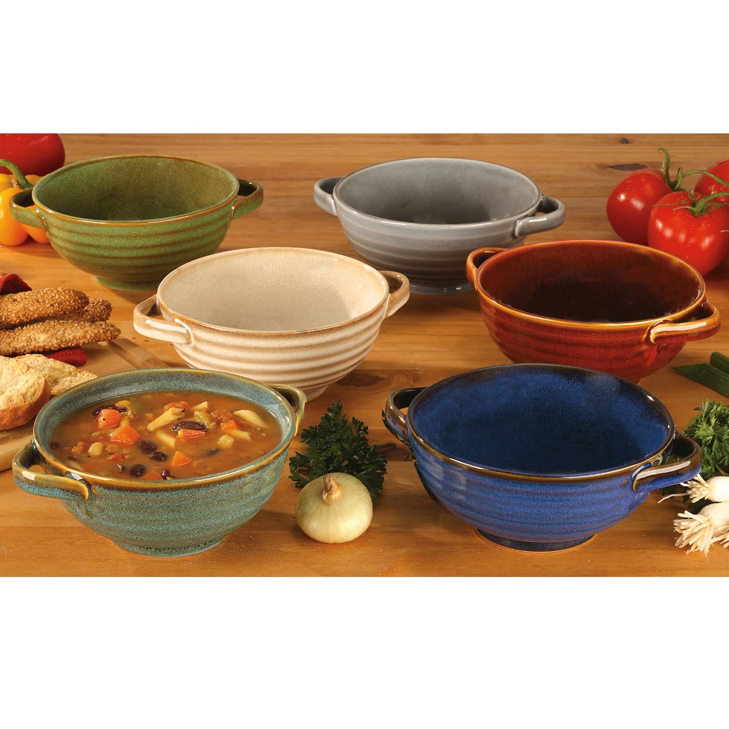 Reactive Glaze Soup Crock - Assorted Colors