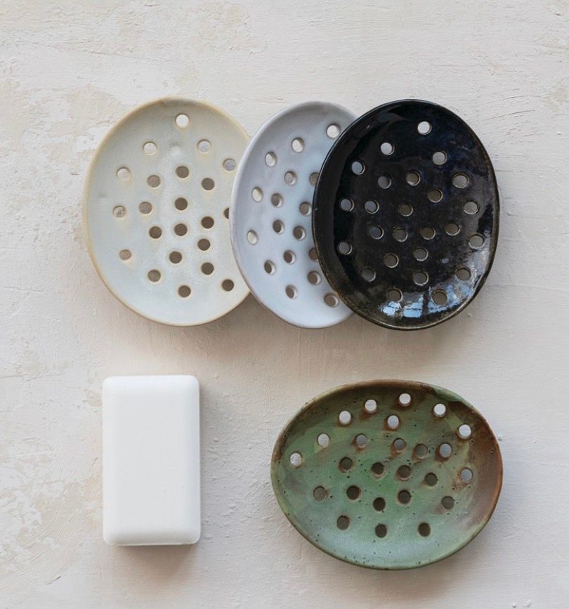 Stoneware Footed Soap Dish