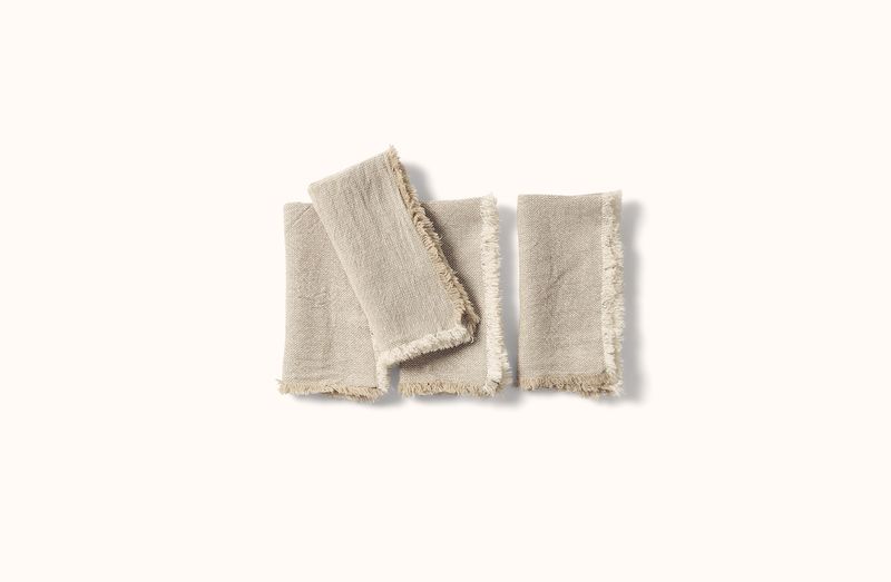CHARVET NATURAL WITH IVORY MELANGE FRINGE EDGE LINEN NAPKIN