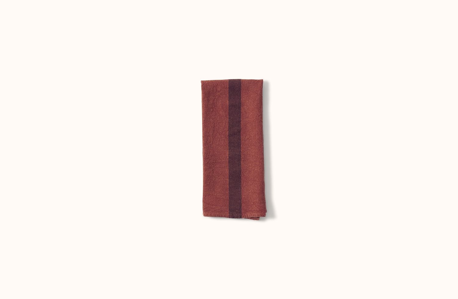 CHARVET BRICK RED STRIPE LINEN KITCHEN TOWEL