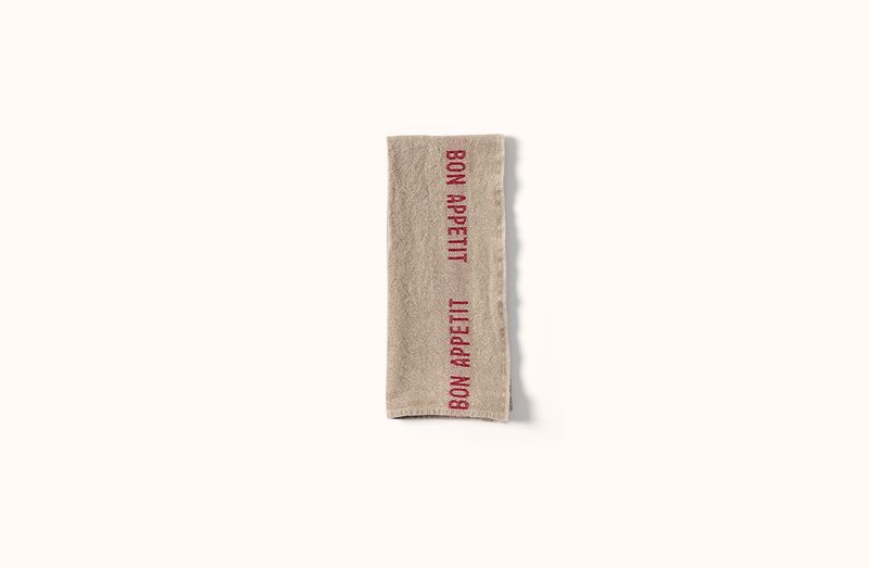 CHARVET NATURAL AND RED BON APPETIT LINEN KITCHEN TOWEL