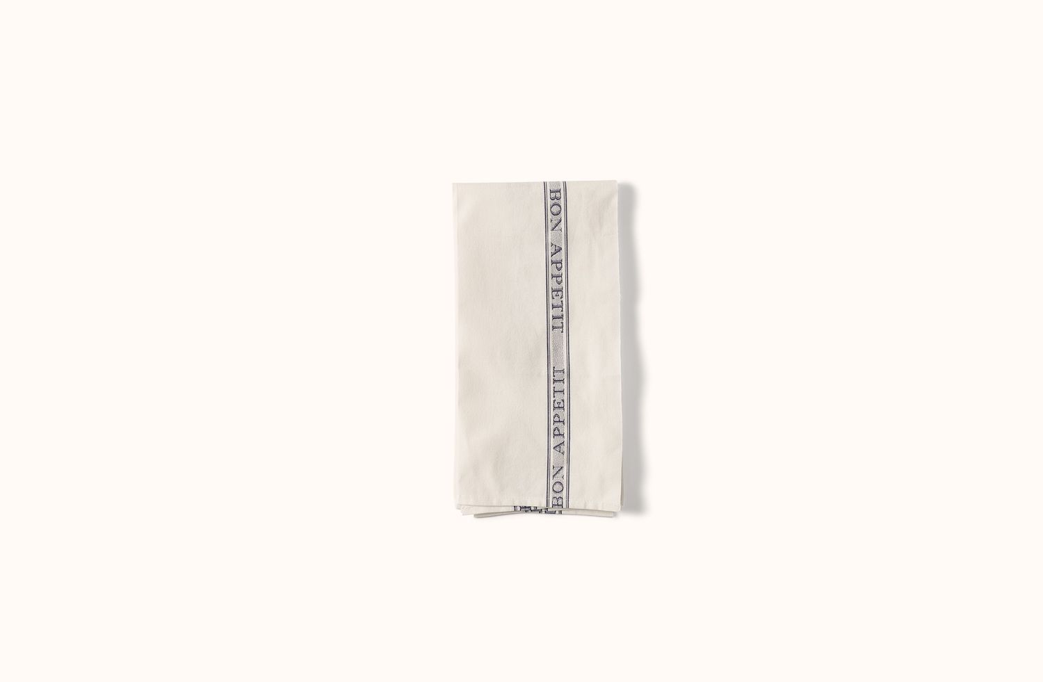 CHARVET WHITE WITH BLACK BON APPETIT COTTON KITCHEN TOWEL
