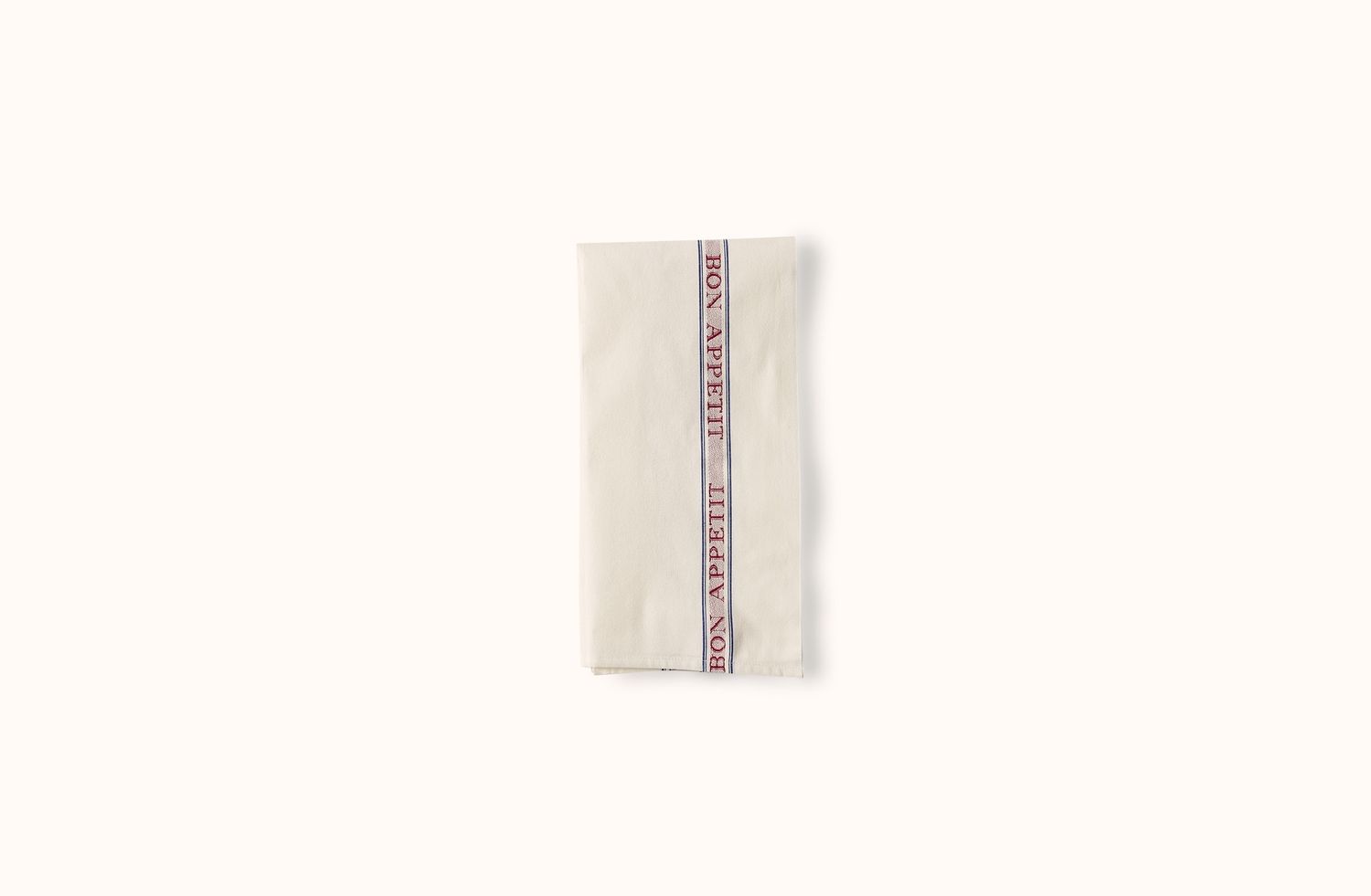 CHARVET WHITE WITH RED AND BLUE BON APPETIT COTTON KITCHEN TOWEL