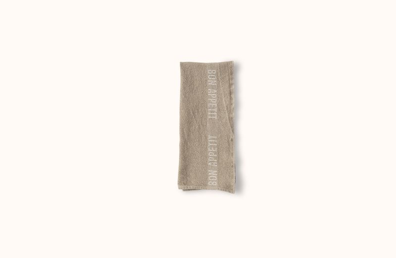 CHARVET NATURAL AND WHITE BON APPETIT LINEN KITCHEN TOWEL