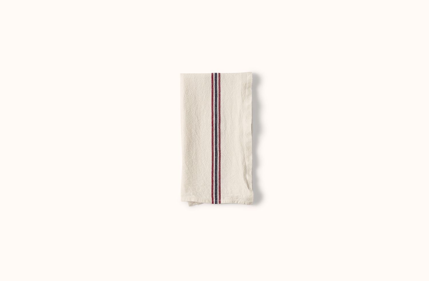 CHARVET WHITE WITH RED AND BLUE DRAPEAU STRIPE LINEN KITCHEN TOWEL