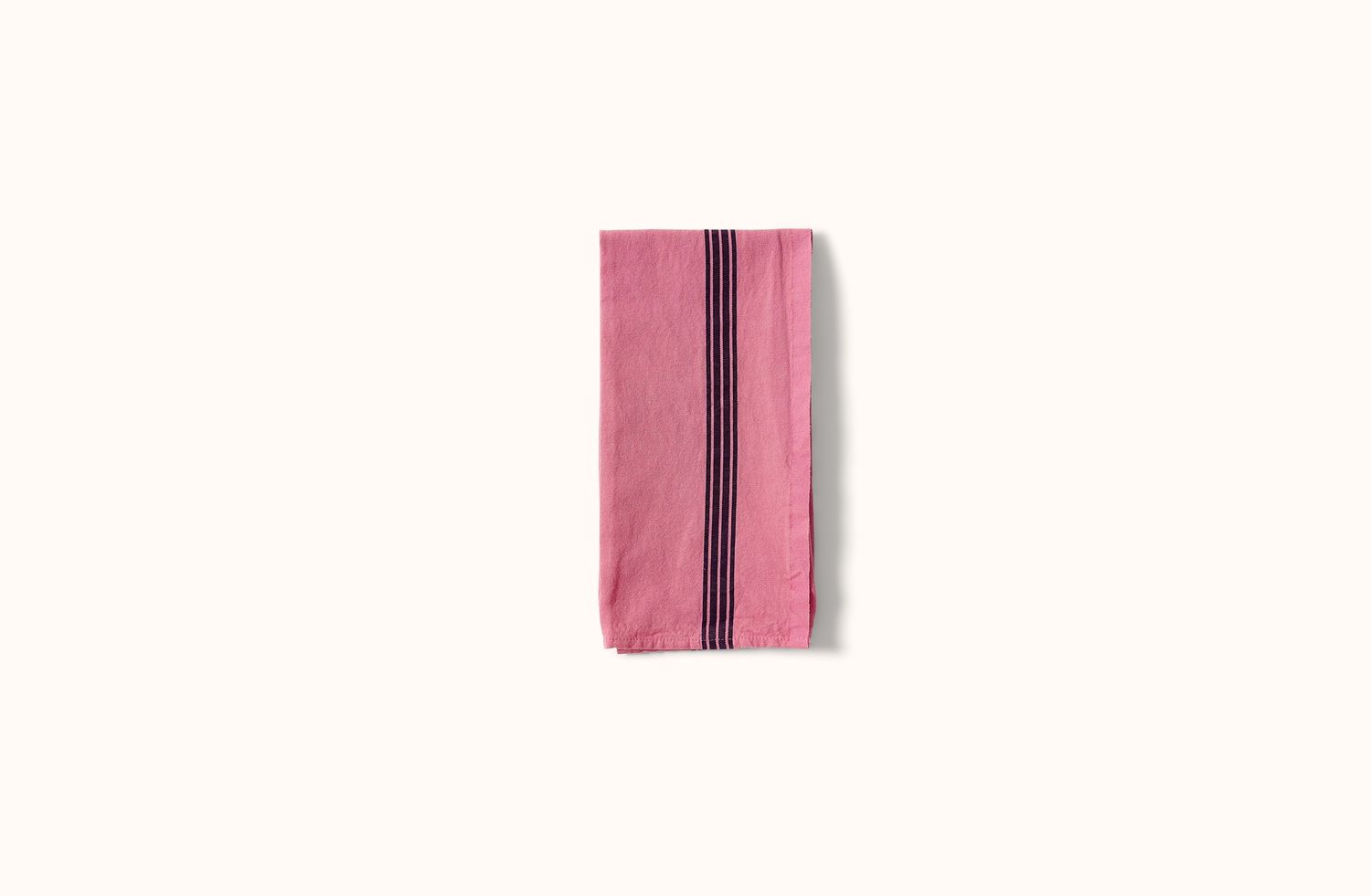 CHARVET PINK AND BLACK PIANO STRIPE LINEN KITCHEN TOWEL
