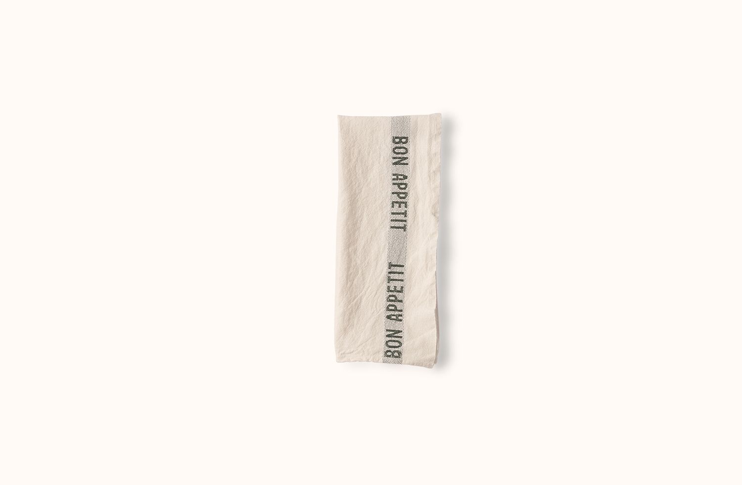 CHARVET WHITE AND GREEN BON APPETIT LINEN KITCHEN TOWEL