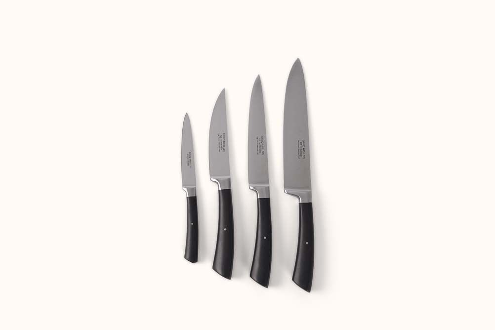 DAVID MELLOR STAINLESS STEEL BLACK HANDLE STARTER BOXED KNIFE SET