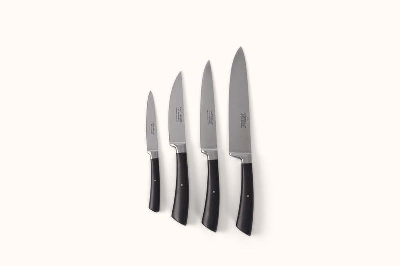 DAVID MELLOR STAINLESS STEEL BLACK HANDLE STARTER BOXED KNIFE SET