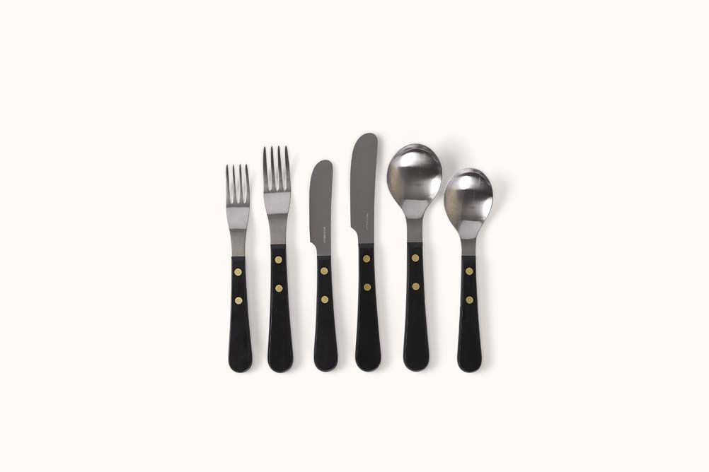 DAVID MELLOR STAINLESS STEEL BLACK RESIN BRASS RIVET PROVENCAL 6 PC SET