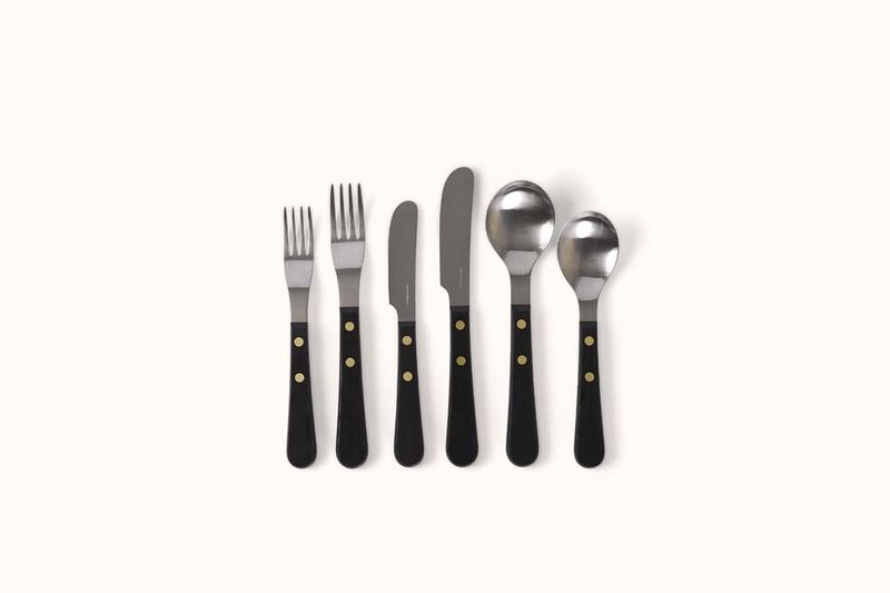 DAVID MELLOR STAINLESS STEEL BLACK RESIN BRASS RIVET PROVENCAL 6 PC SET