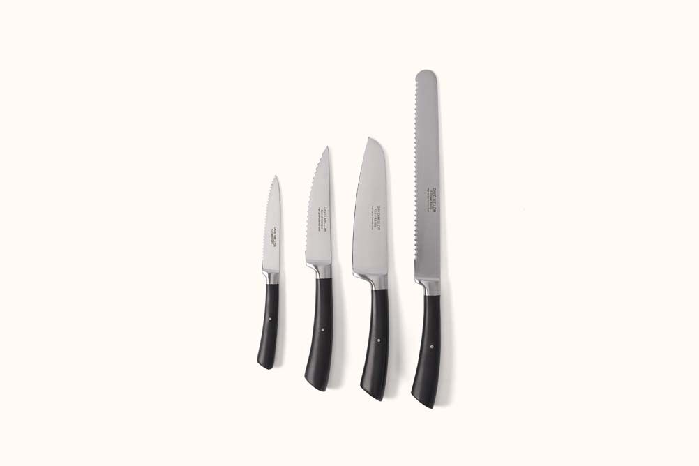 DAVID MELLOR STAINLESS STEEL BLACK HANDLE SPECIALIST BOXED KNIFE SET