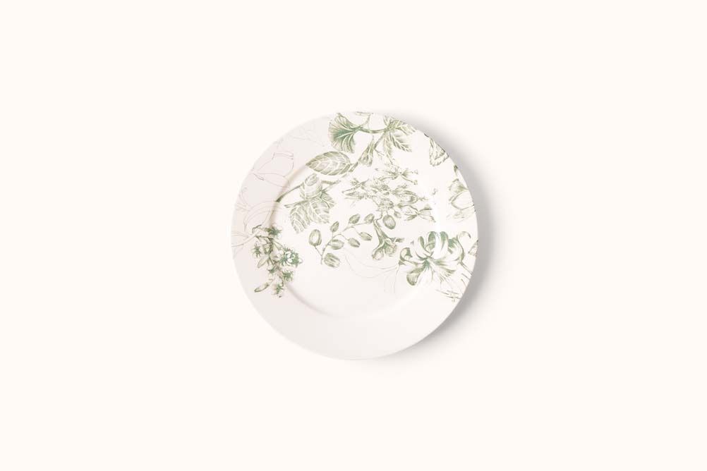 FRANCESCA COLOMBO GREEN FLORAL PLATES WITH DOTS