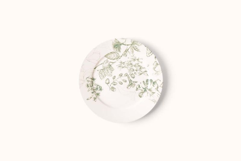 FRANCESCA COLOMBO GREEN FLORAL PLATES WITH DOTS